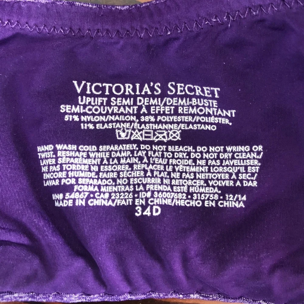 VS‎ Uplift Semi Demi Bra Purple Marled 34D